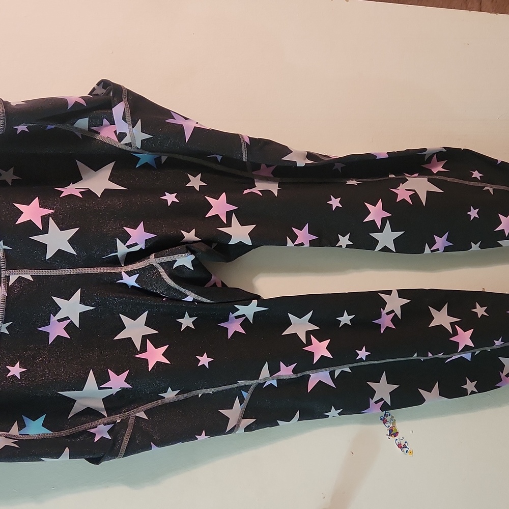 torrid Black Leggings with Pink & White Star Print